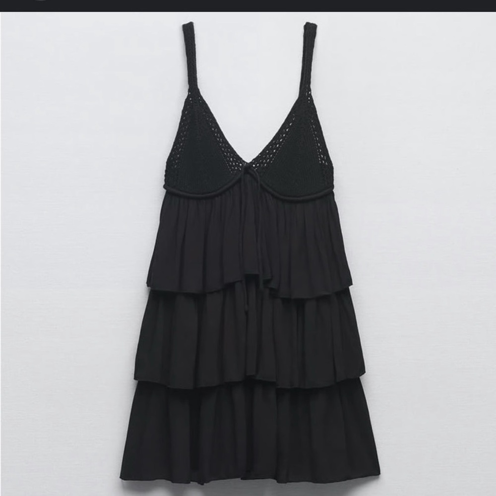Zara Black Textured Knit Dress
